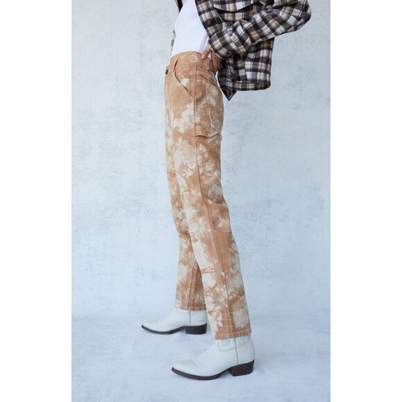 PAC SUN~ Women’s Tie-Dye Carpenter Pants Brown High-Waist Straight Leg Casual - Picture 6 of 16